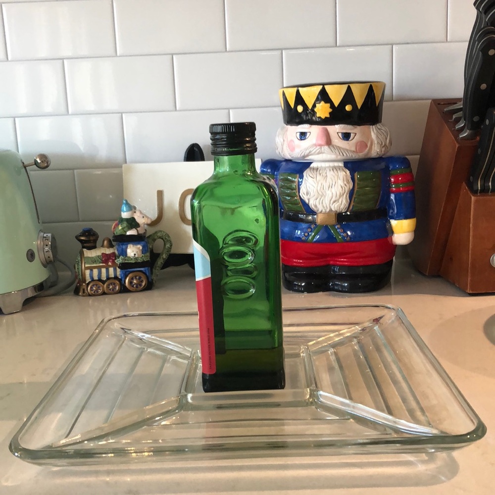 Art Deco Rectangular Beveled Staggered Heavy Glass Serving Tray